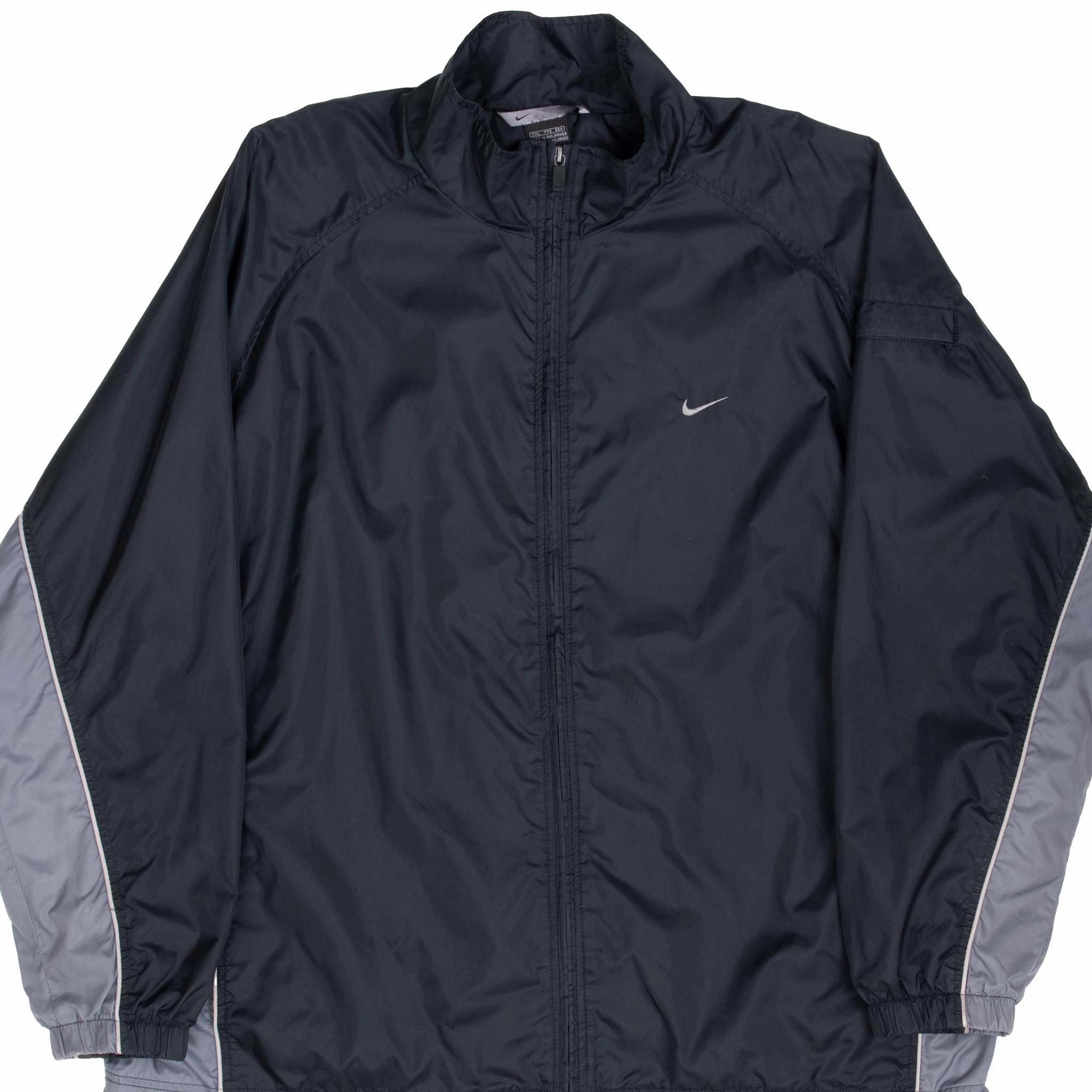 VINTAGE NIKE CLASSIC SWOOSH BLACK WINDBREAKER JACKET 2000S 2XL Resilience Season Change