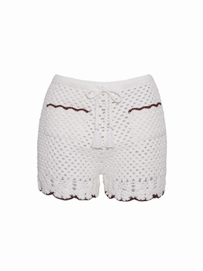 Brix Shorts in Ivory/Coffee Relax time ShapeRetention Fabric