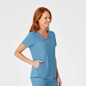 VentilatedMesh TemperatureRegulating RENEW Women's Mock Wrap Scrub Top - Bay Blue
