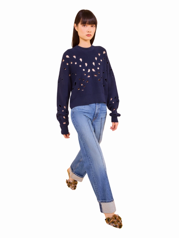 Vanessa Pullover in Midnight High Elasticity Fiber Butter Soft Yarn