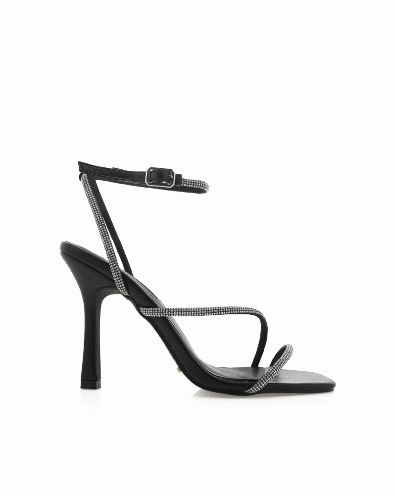 Elegant Stiletto Shoes Casual Wedding Heels BRYAR - BLACK-DIAMANTE