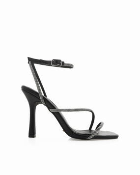 Elegant Stiletto Shoes Casual Wedding Heels BRYAR - BLACK-DIAMANTE