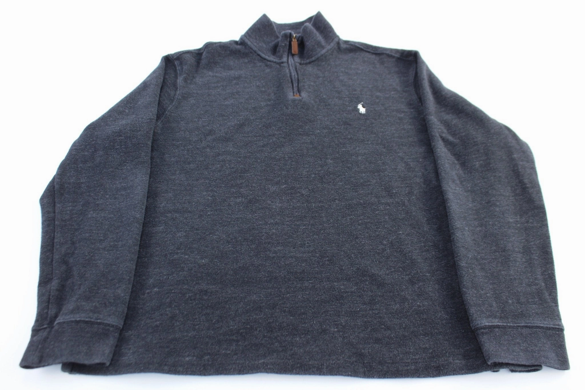 Polo Ralph Lauren Embroidered Logo Grey Quarter Zip Sweater product birthday allure Essential Fit