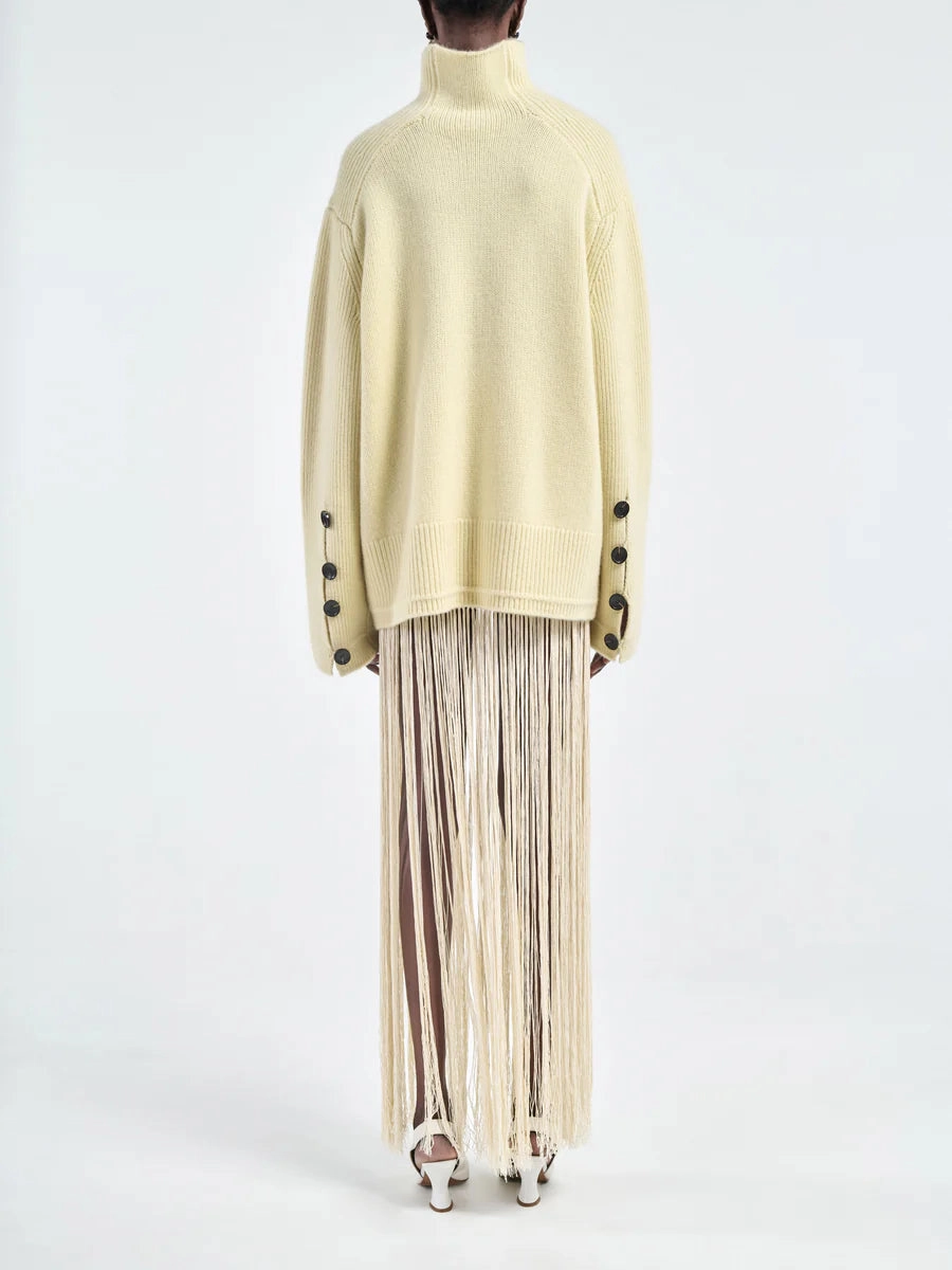 Moisture Management Button Mock Neck Sweater in Primrose Yellow