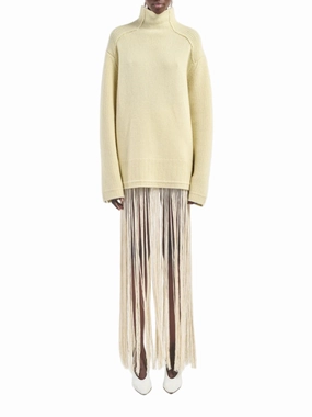 Relaxed casual fit Button Mock Neck Sweater in Primrose Yellow