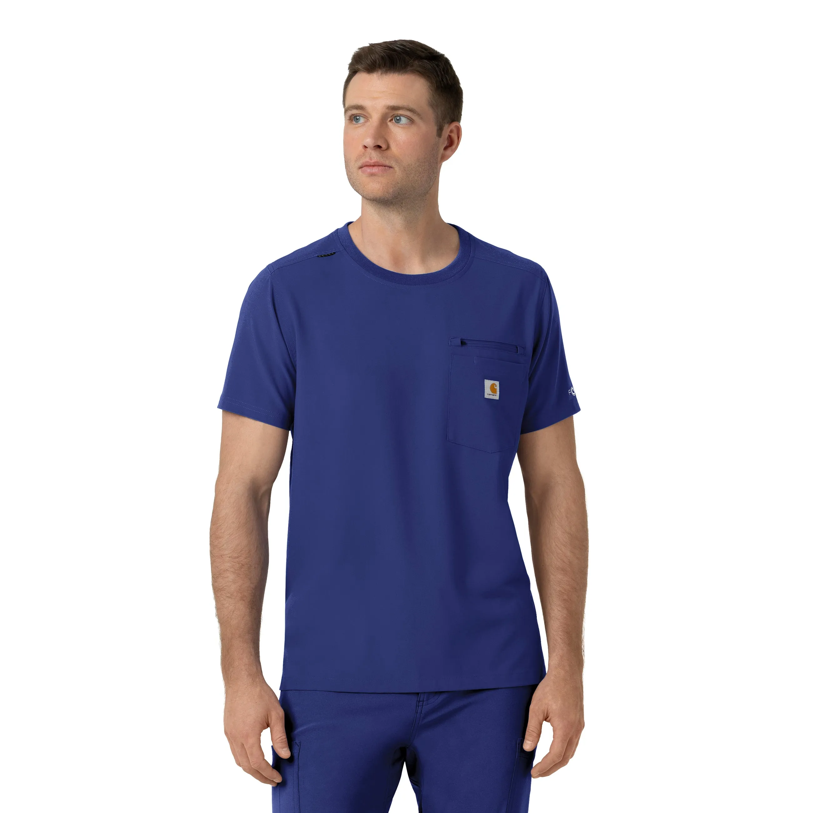 Carhartt Force Cross-Flex Men's Crew Neck Scrub Top - Galaxy Blue BreathableMaterial