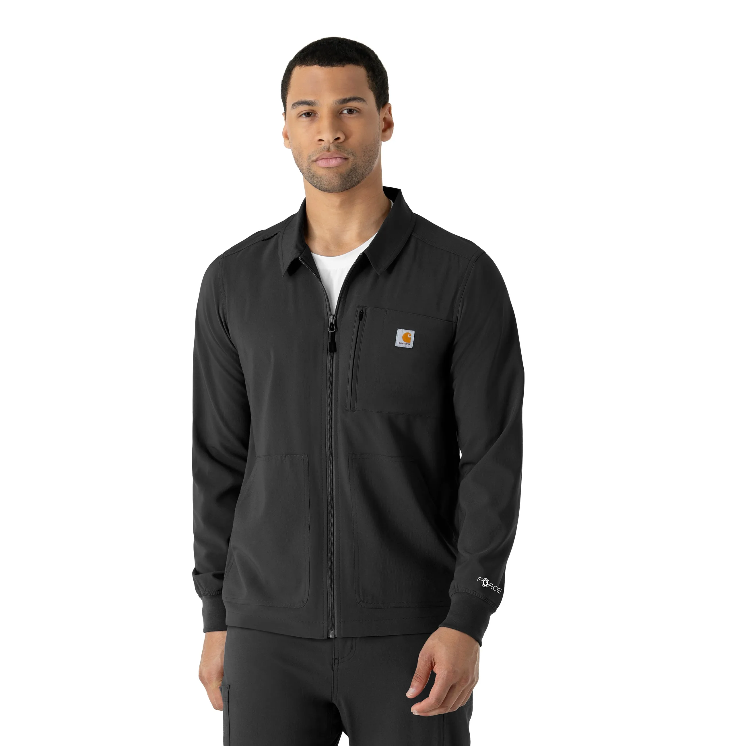 ContrastStitching Carhartt Force Cross-Flex Men's Lightweight Scrub Jacket - Black