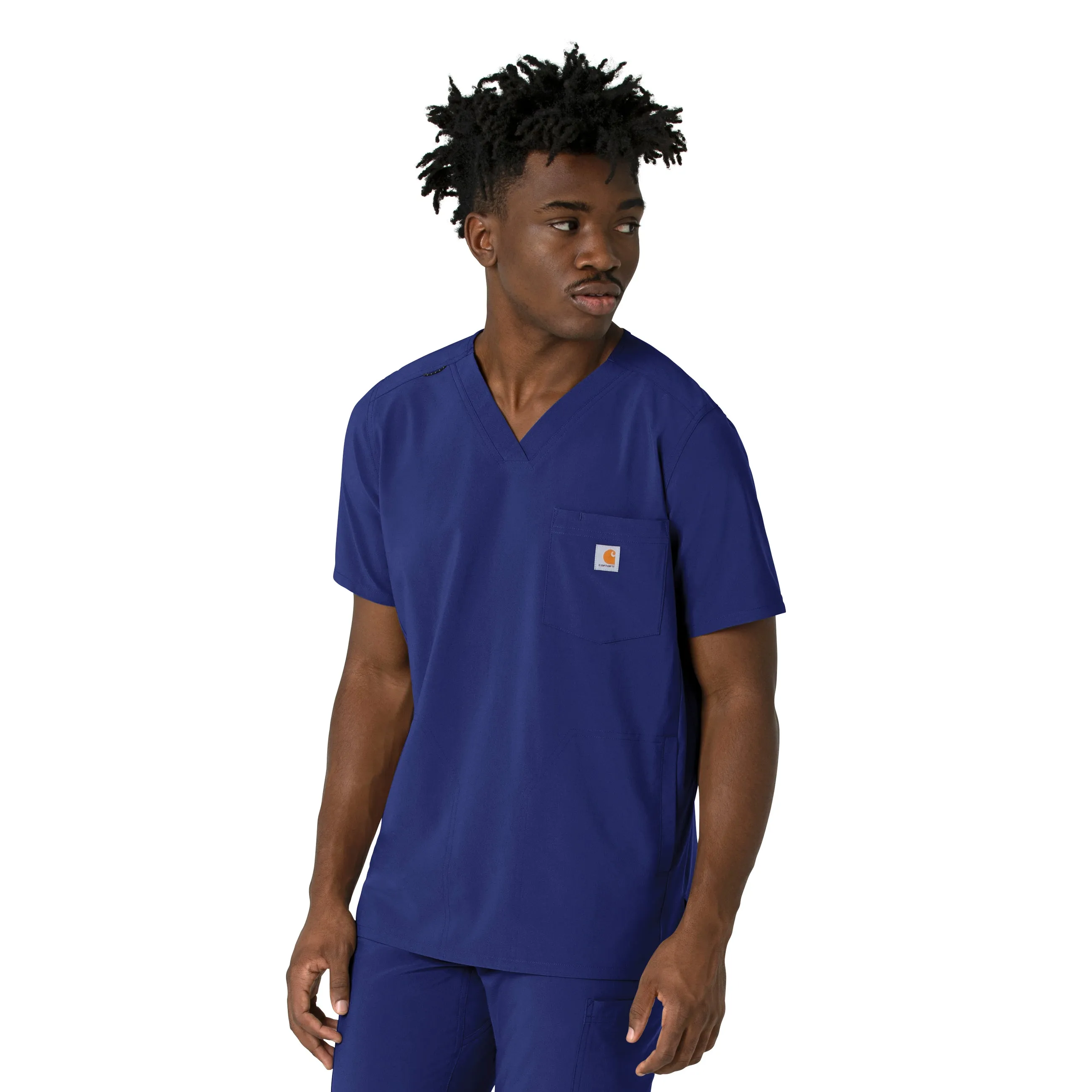 Carhartt Force Cross-Flex Men's V-Neck Scrub Top - Galaxy Blue Sporty Top High Thread Count Cotton