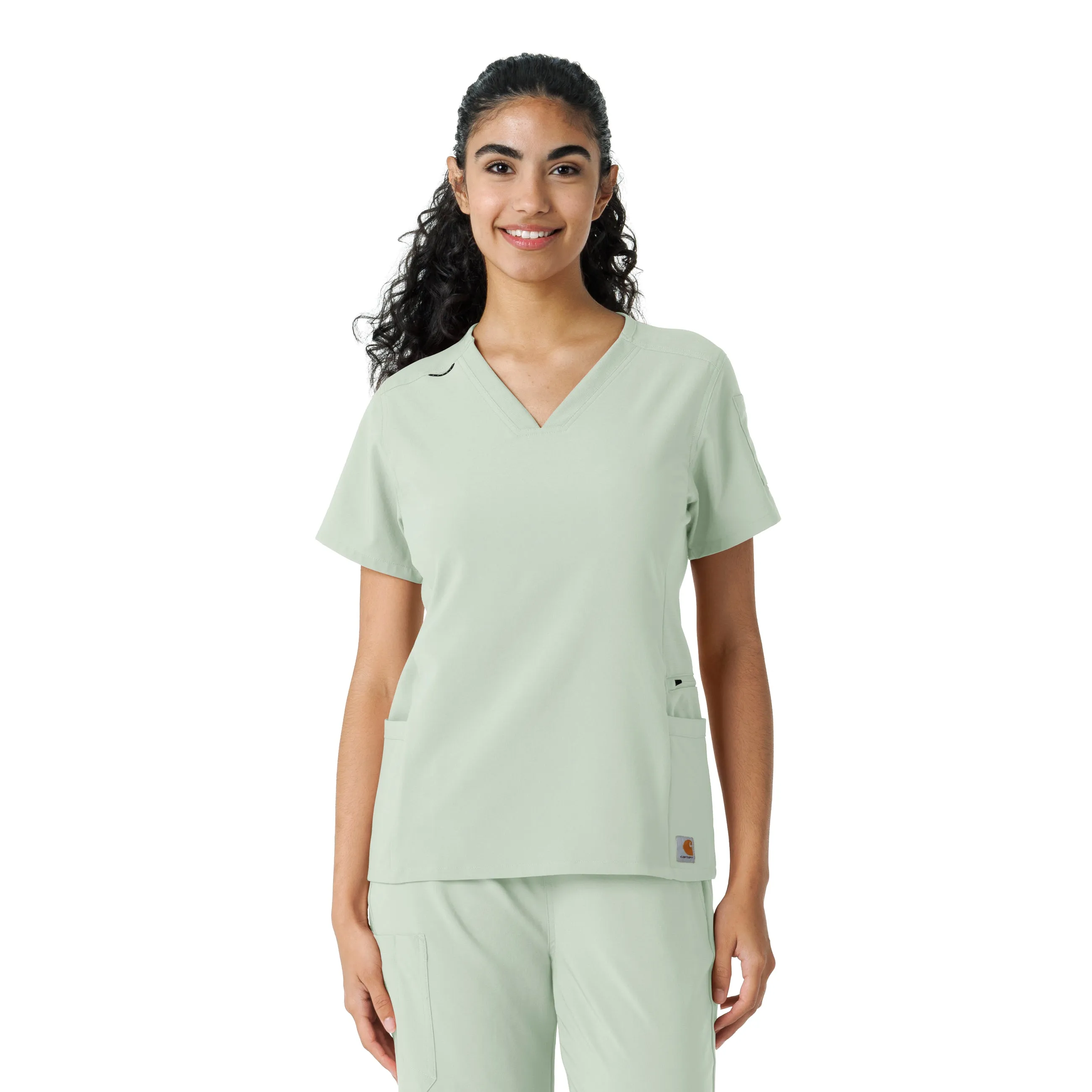 Carhartt Force Cross-Flex Women's Knit Panel Scrub Top - Big Sky LightweightFabric