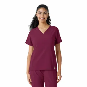 SleevelessOption Carhartt Force Cross-Flex Women's Knit Panel Scrub Top - Wine