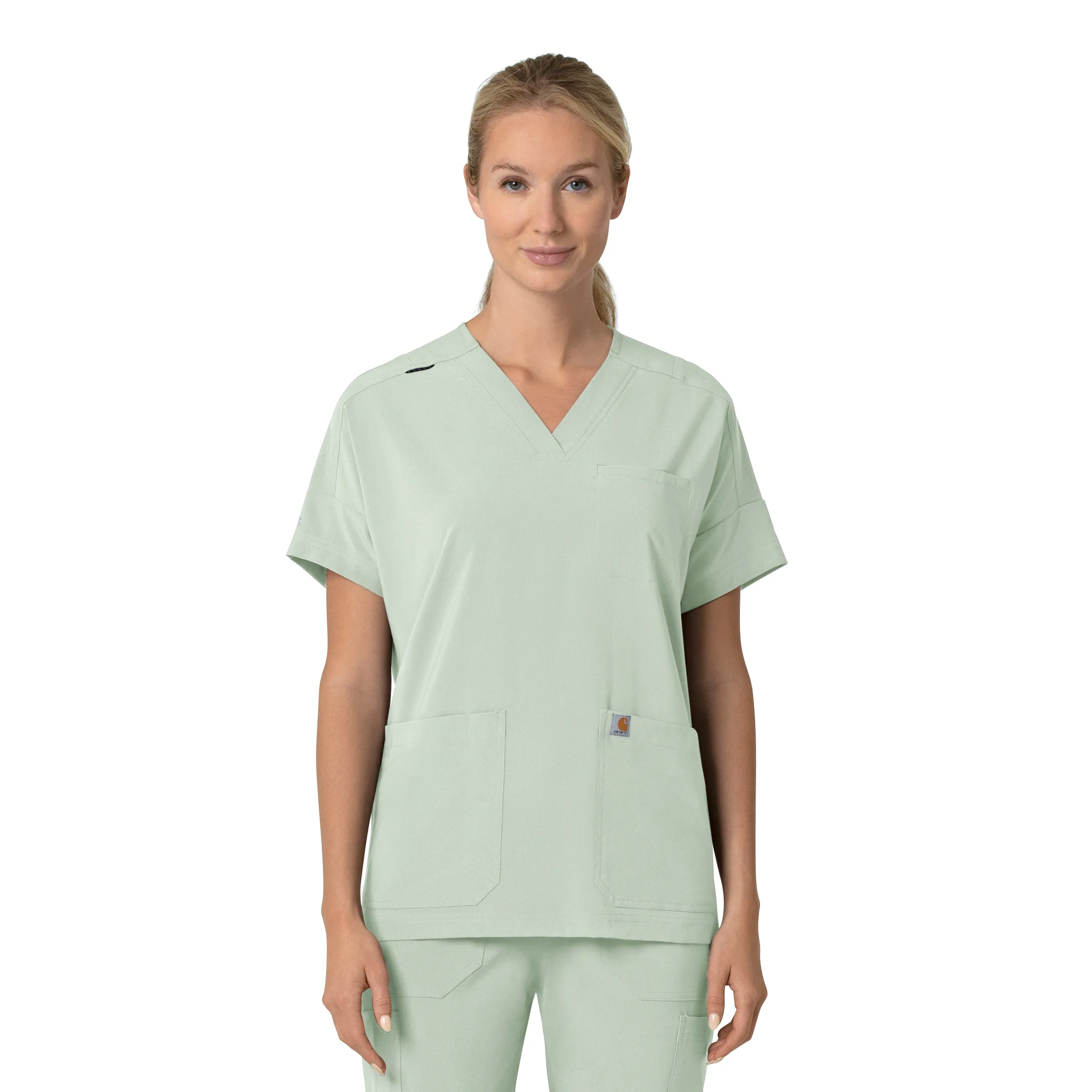 Carhartt Force Cross-Flex Women's Oversized V-Neck Scrub Top - Big Sky StaticResistantFabric