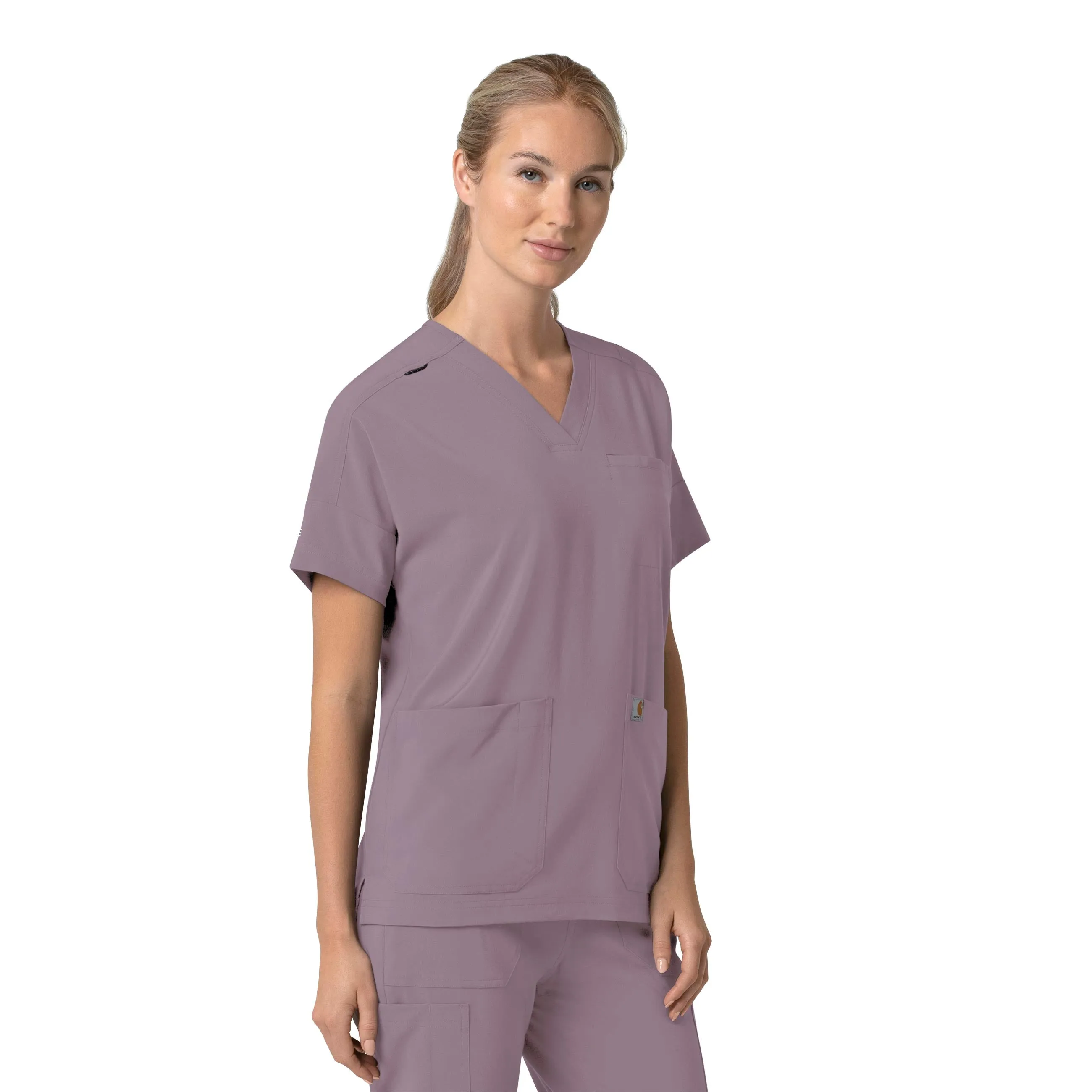 Carhartt Force Cross-Flex Women's Oversized V-Neck Scrub Top - Lavender Mist QuickDryConstruction ThermalInsulation