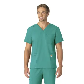 Odor Resistant Material Carhartt Force Essentials Unisex V-Neck 6-Pocket Scrub Top - Teal Blue