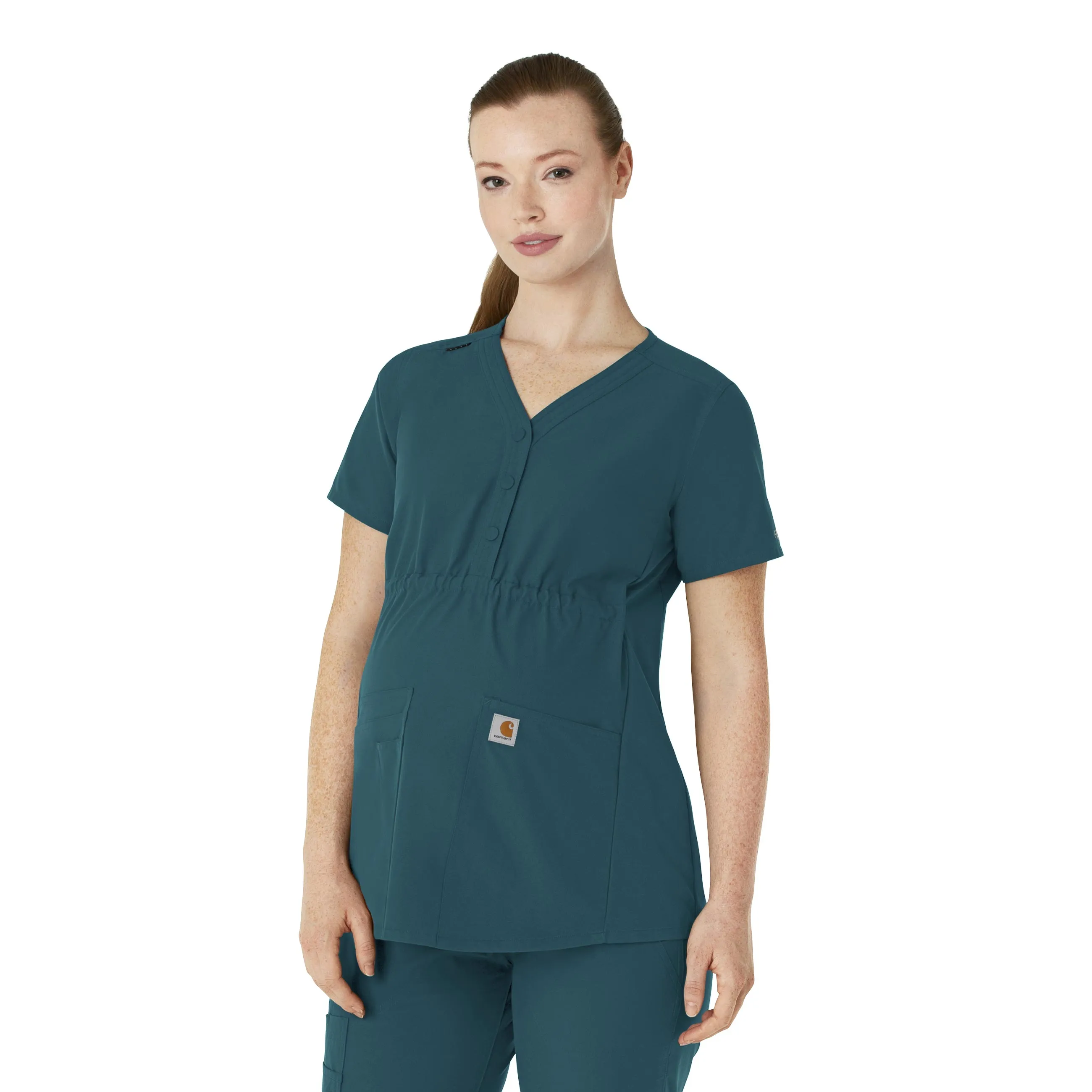 Hydrophobic Surface Treatment Simple Pullover Carhartt Force Essentials Women's Henley Maternity Scrub Top - Caribbean