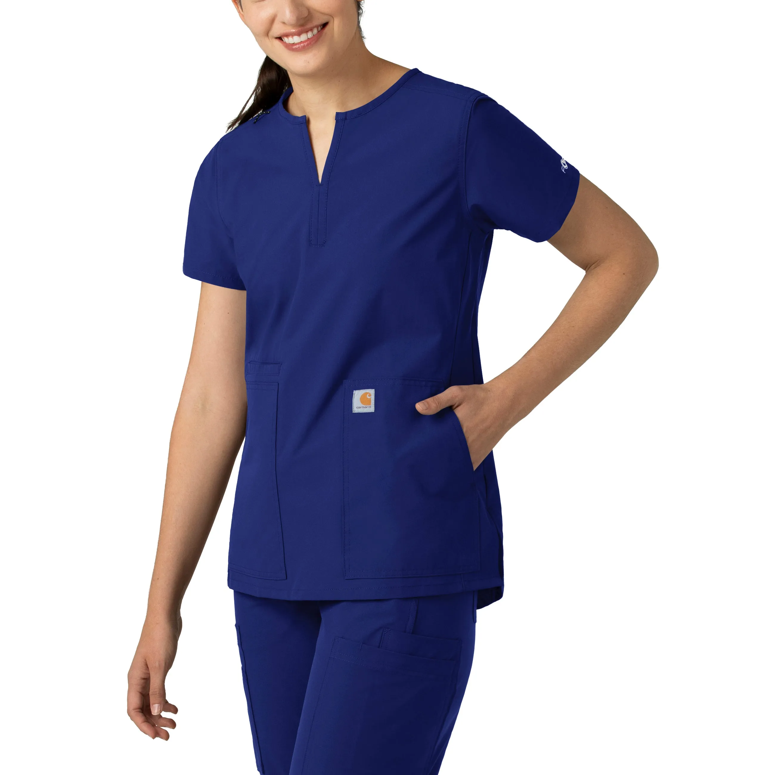 Anti Pill Finish Carhartt Force Essentials Women's Notch Neck Tunic Scrub Top - Galaxy Blue