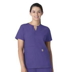 Textured Weave Pattern Carhartt Force Essentials Women's Notch Neck Tunic Scrub Top - Grape
