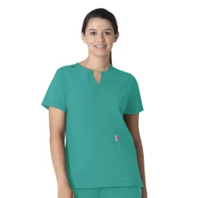 elegant design MultiFunctionalPockets Carhartt Force Essentials Women's Notch Neck Tunic Scrub Top - Teal Blue
