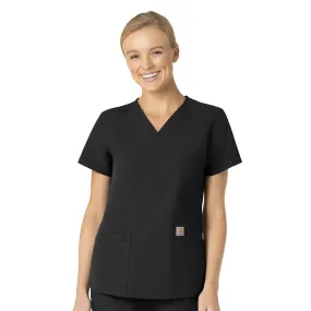 Carhartt Force Essentials Women's V-Neck Scrub Top - Black Ultrasoft Inner Lining