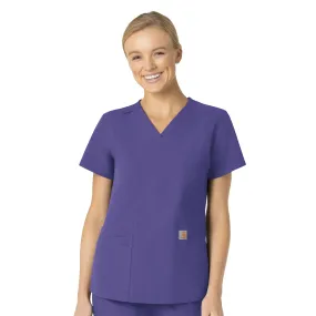 Lightweight Layering Option ReinforcedEdges Carhartt Force Essentials Women's V-Neck Scrub Top - Grape