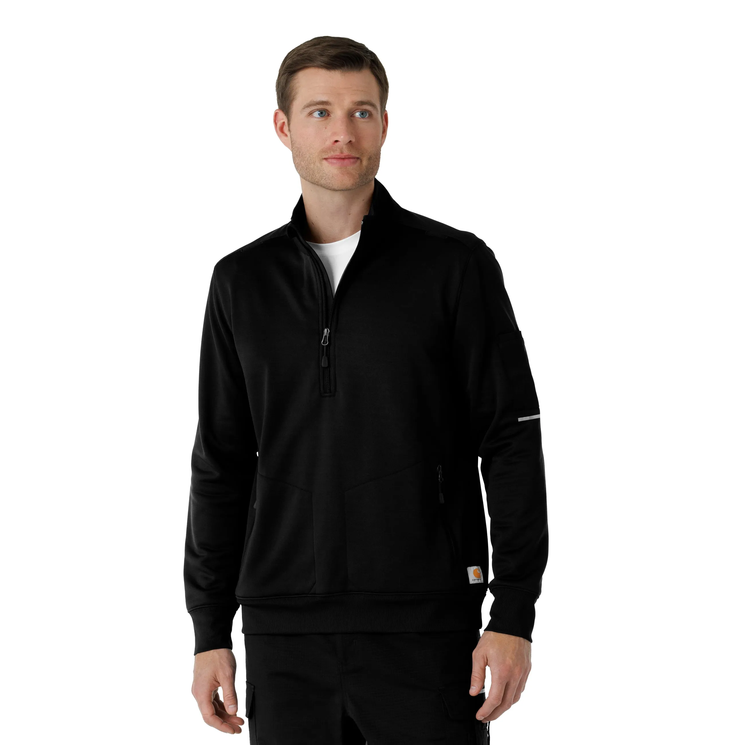 LightReflectiveTrim Ribbed Collar Style Carhartt Rugged Flex RSCU Men's Half Zip - Black