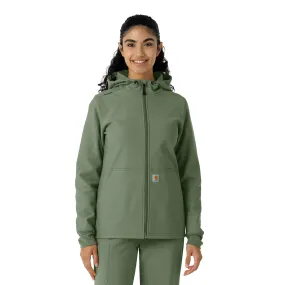 Carhartt Women's Bonded Fleece Hoodie - Olive Layered Hem Detailing