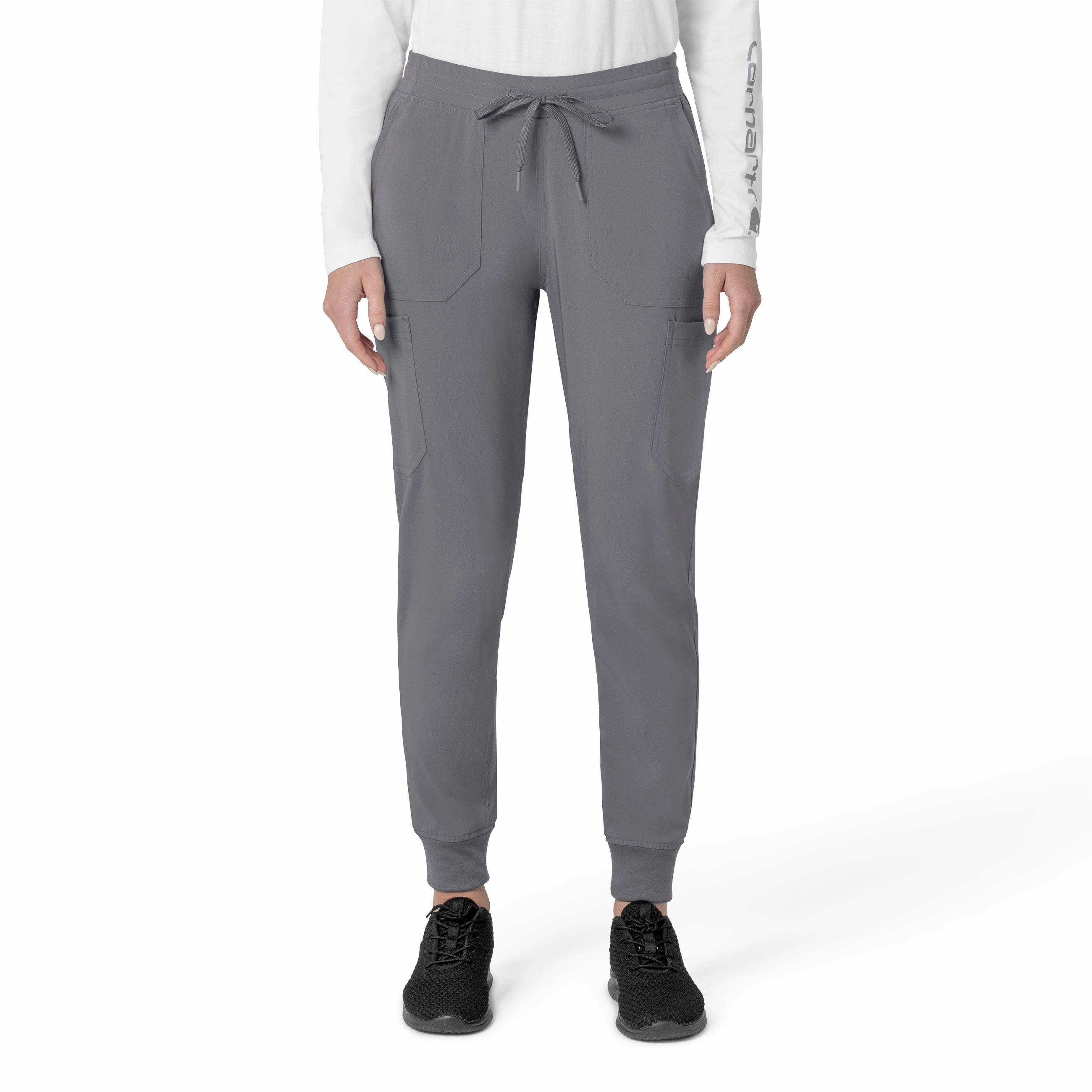Tapered leg Carhartt Force Cross-Flex Women's Cargo Jogger Scrub Pant - Pewter