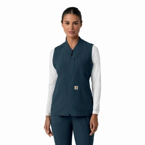 Carhartt Force Cross-Flex Women's Lightweight Scrub Vest - Navy Anti-static