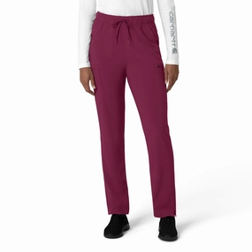 Anti Chafe Lining Core Support Carhartt Force Cross-Flex Women's Straight Leg Cargo Scrub Pant - Wine