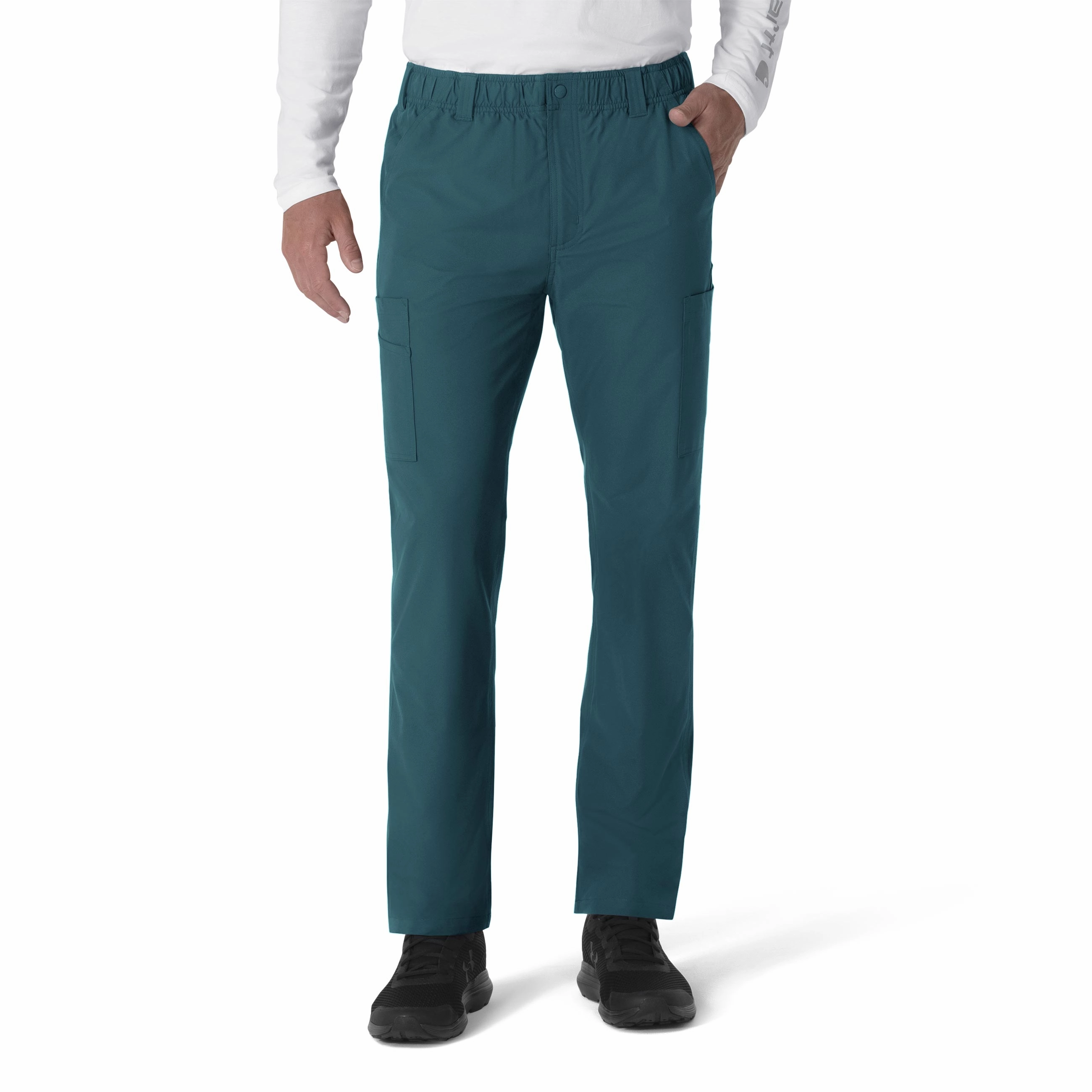 Carhartt Force Essentials Men's Straight Leg Cargo Scrub Pant - Caribbean Blue Relaxed fit wear