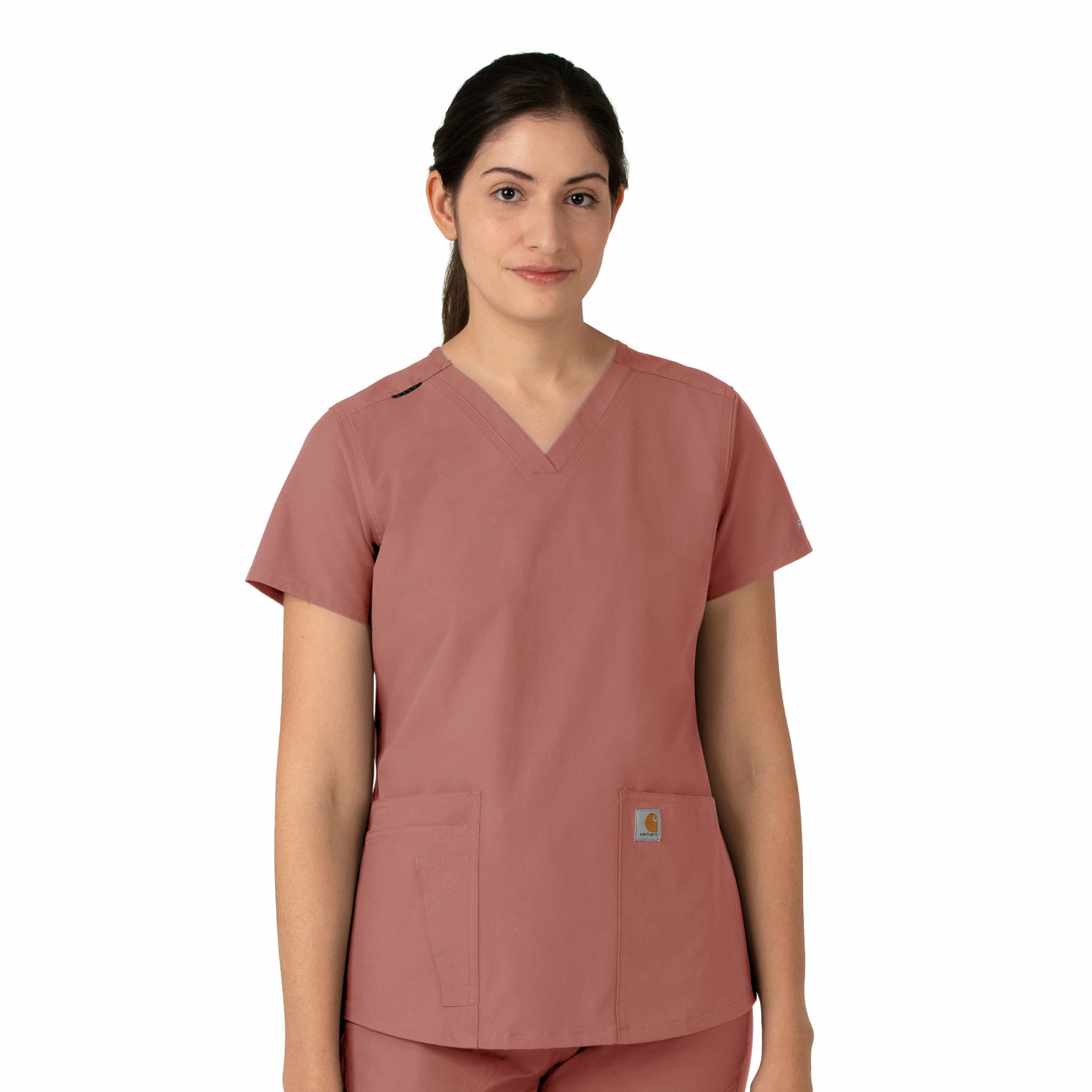 Carhartt Force Essentials Women's V-Neck Scrub Top - Wildrose Tailored Silhouette