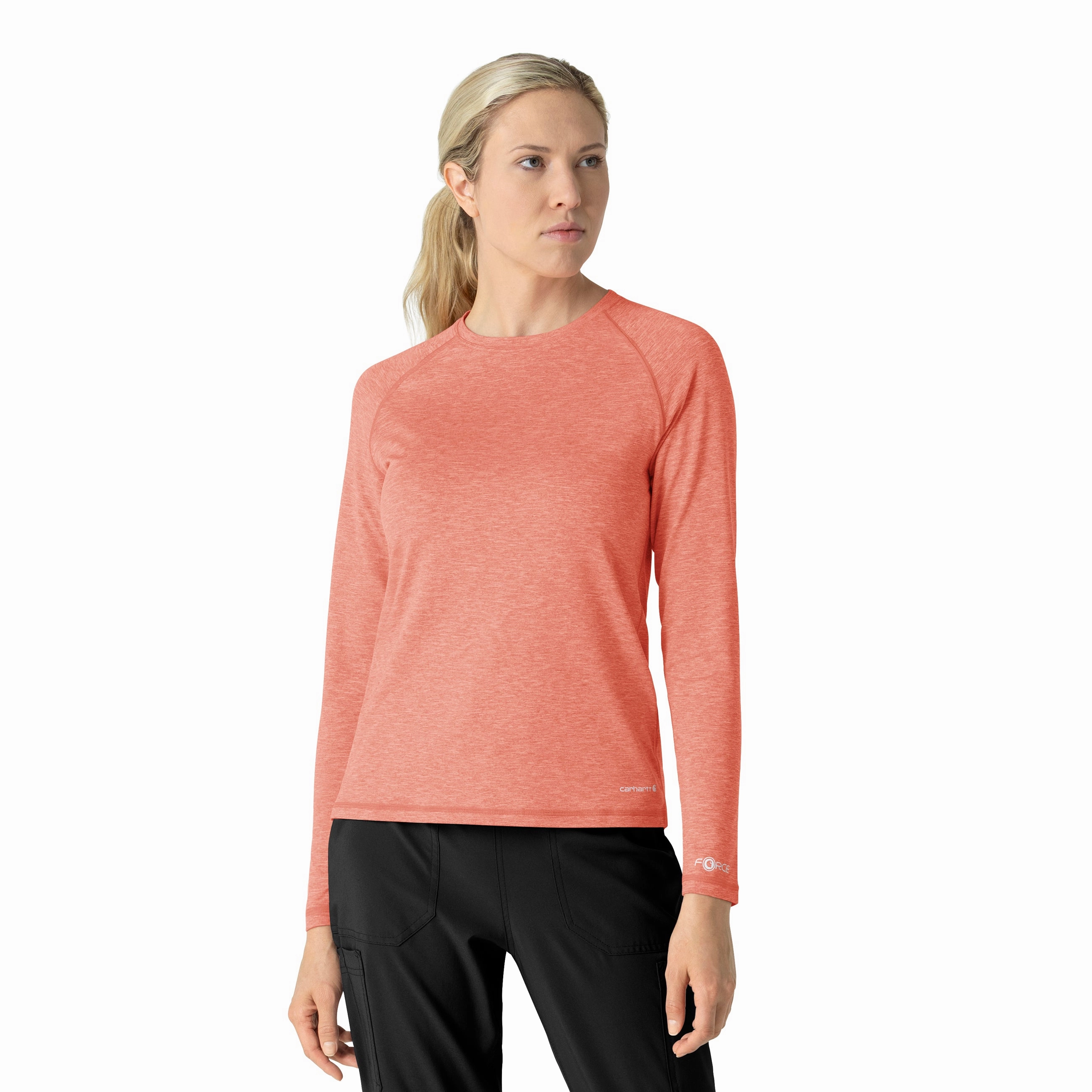 Carhartt Women's Performance Long Sleeve Tee - Dusty Cedar Heather AdvancedAirflowChannels