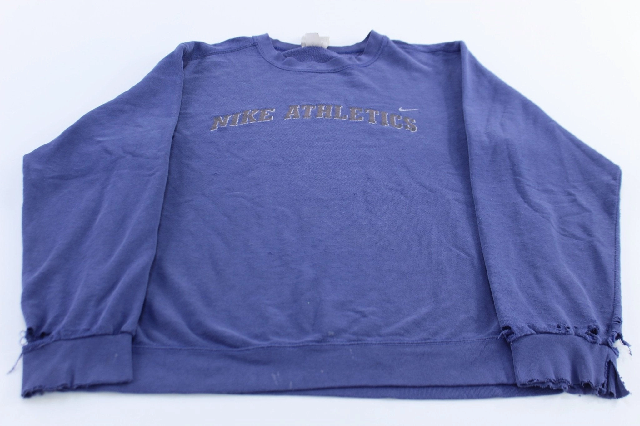 90's Nike Athletics Spellout Logo Blue Sweatshirt Sports Apparel