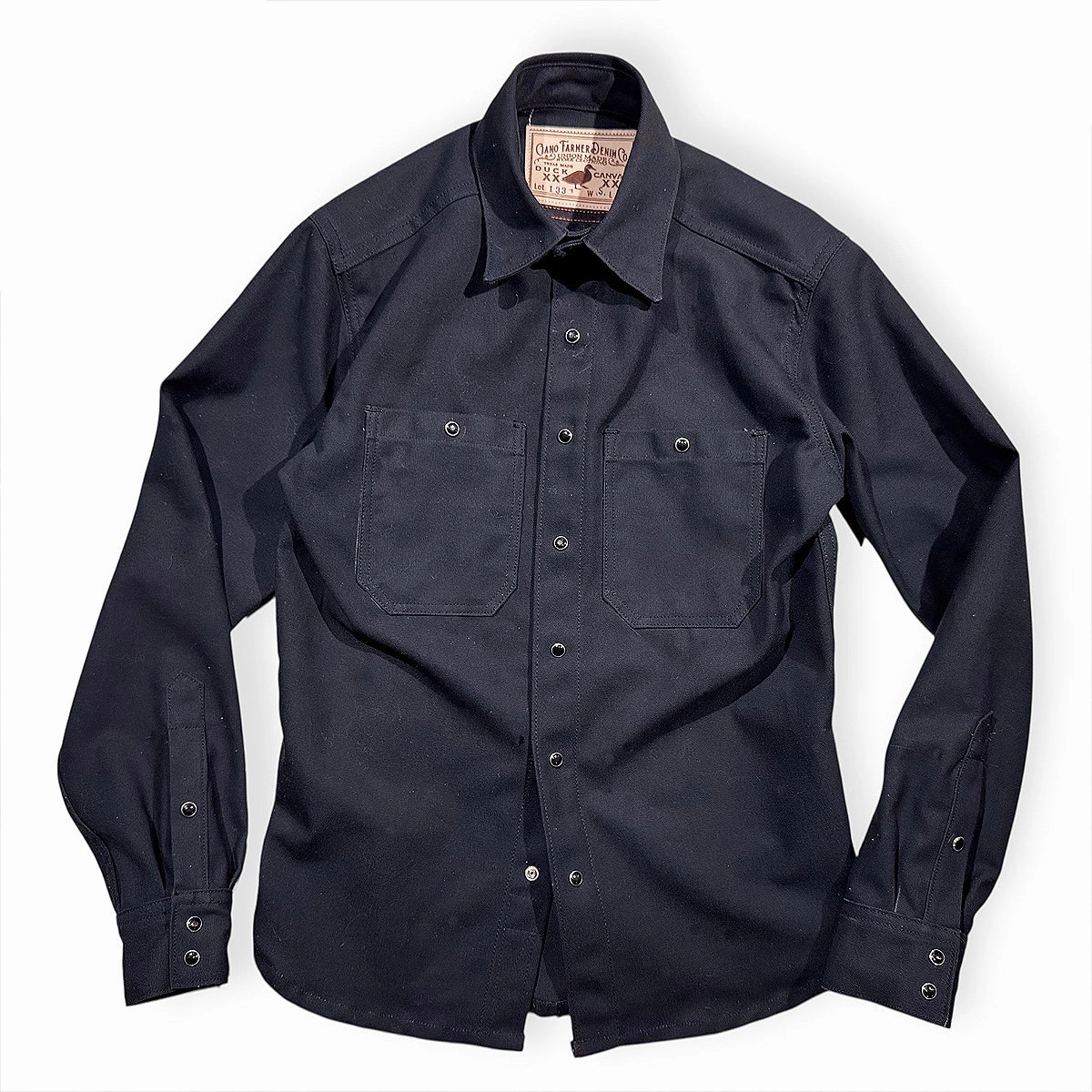 #133 12oz USA Duck Canvas Work Shirt - Black All-Weather Ready Subtle patterns