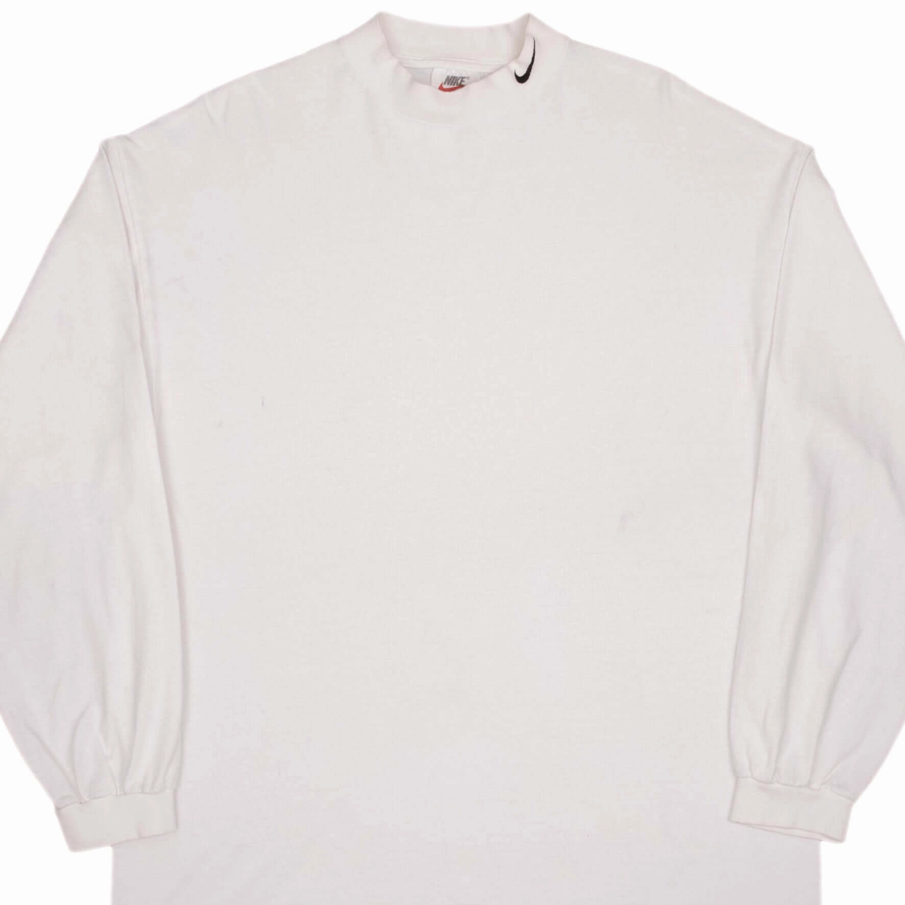 VINTAGE NIKE LONG SLEEVE TURTLE NECK WHITE TEE SHIRT 1990S SIZE XL Long sleeved warmth Travel Comfort Style