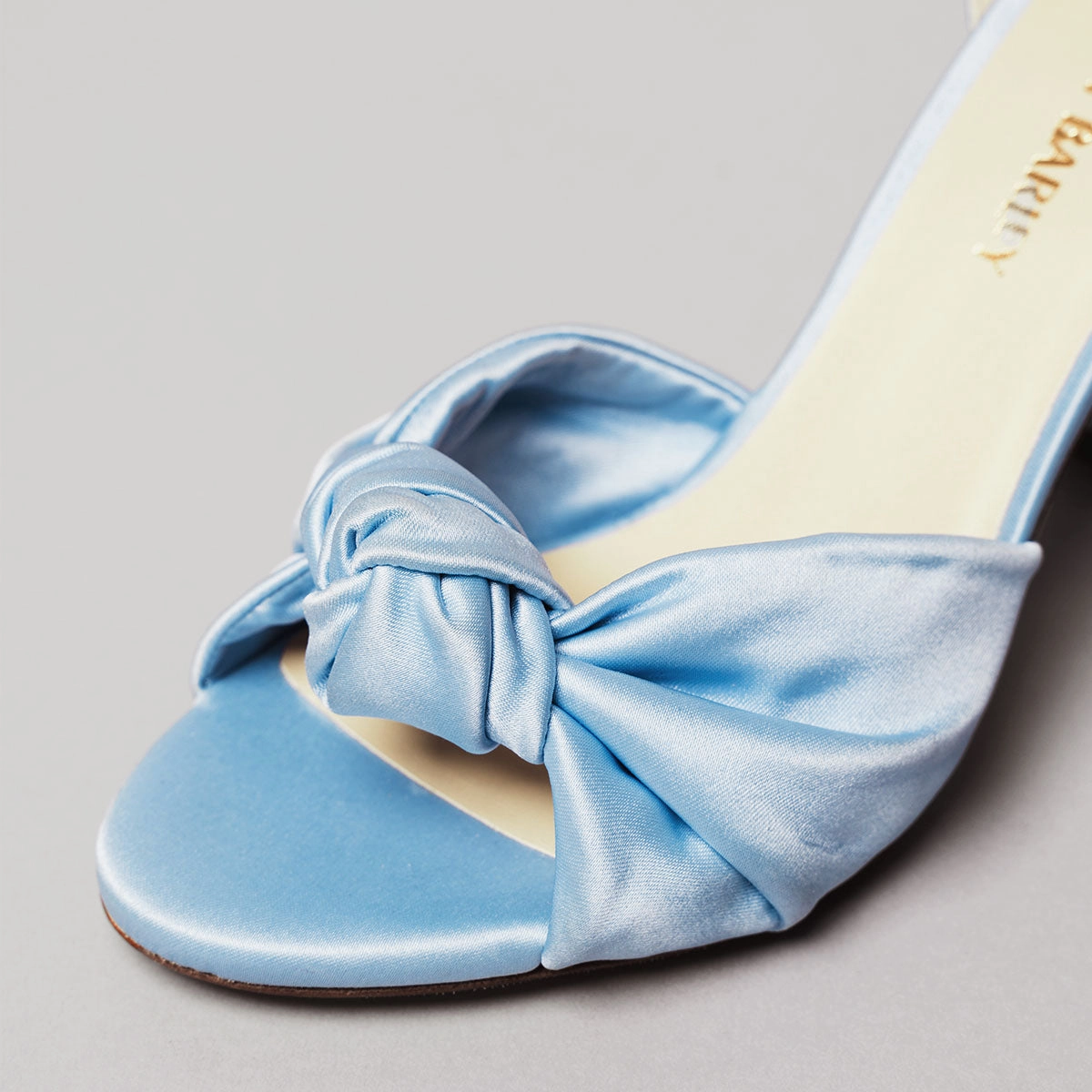 The Esther Heeled Sandal Blue Satin Flex Groove Engineering Beach Chic