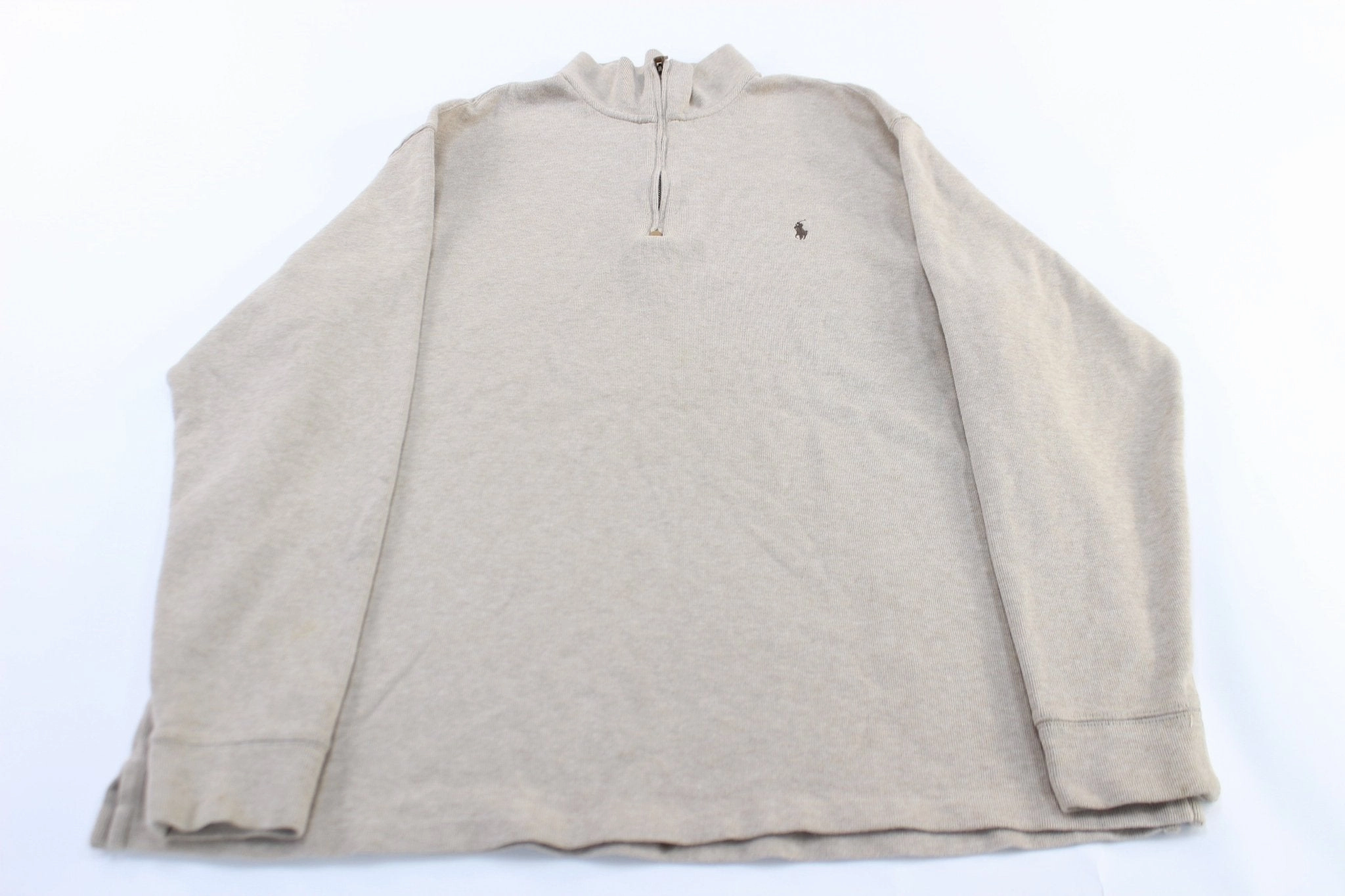 Tweed Polo Ralph Lauren Embroidered Logo Cream Pullover Sweater