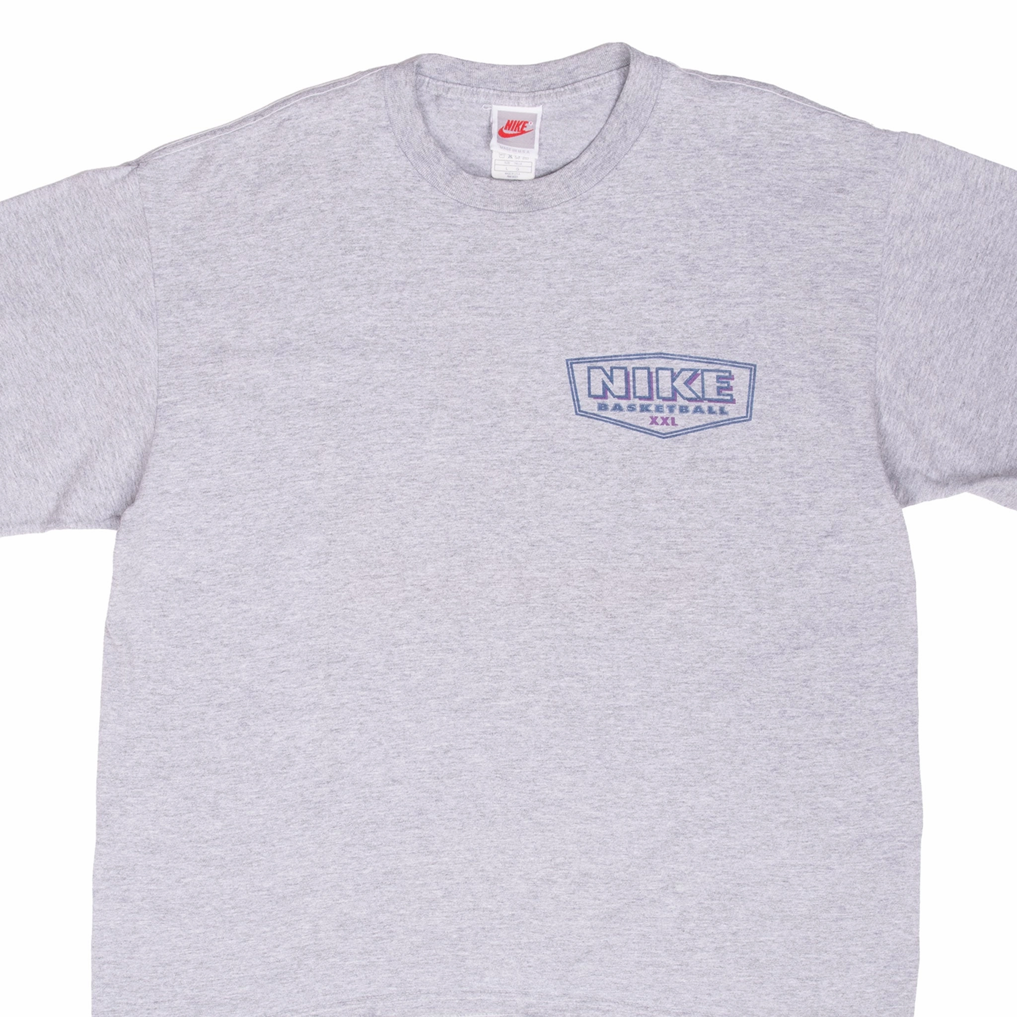 Fashion Layering VINTAGE NIKE BASKETBALL GREY TEE SHIRT LATE 1980S LARGE MADE IN USA