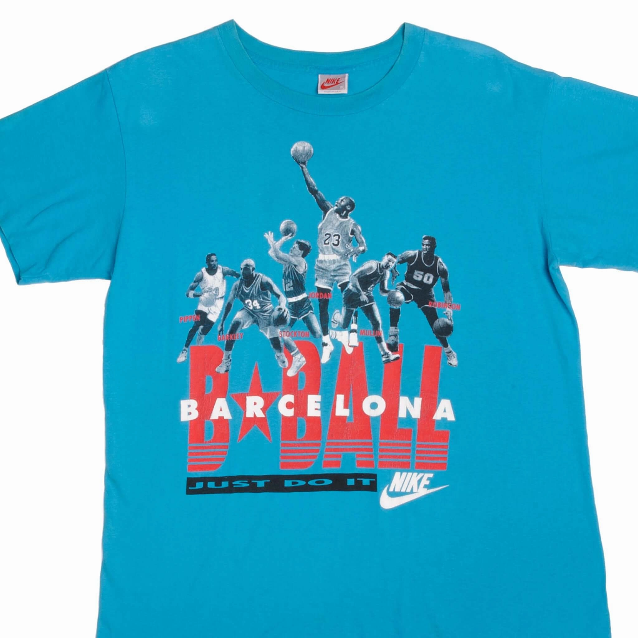 VINTAGE NIKE BASKETBALL DREAM TEAM BARCELONA TEE SHIRT 1987-1994 LARGE MADE USA Wear Resistant Fabric Simple Yet Cozy