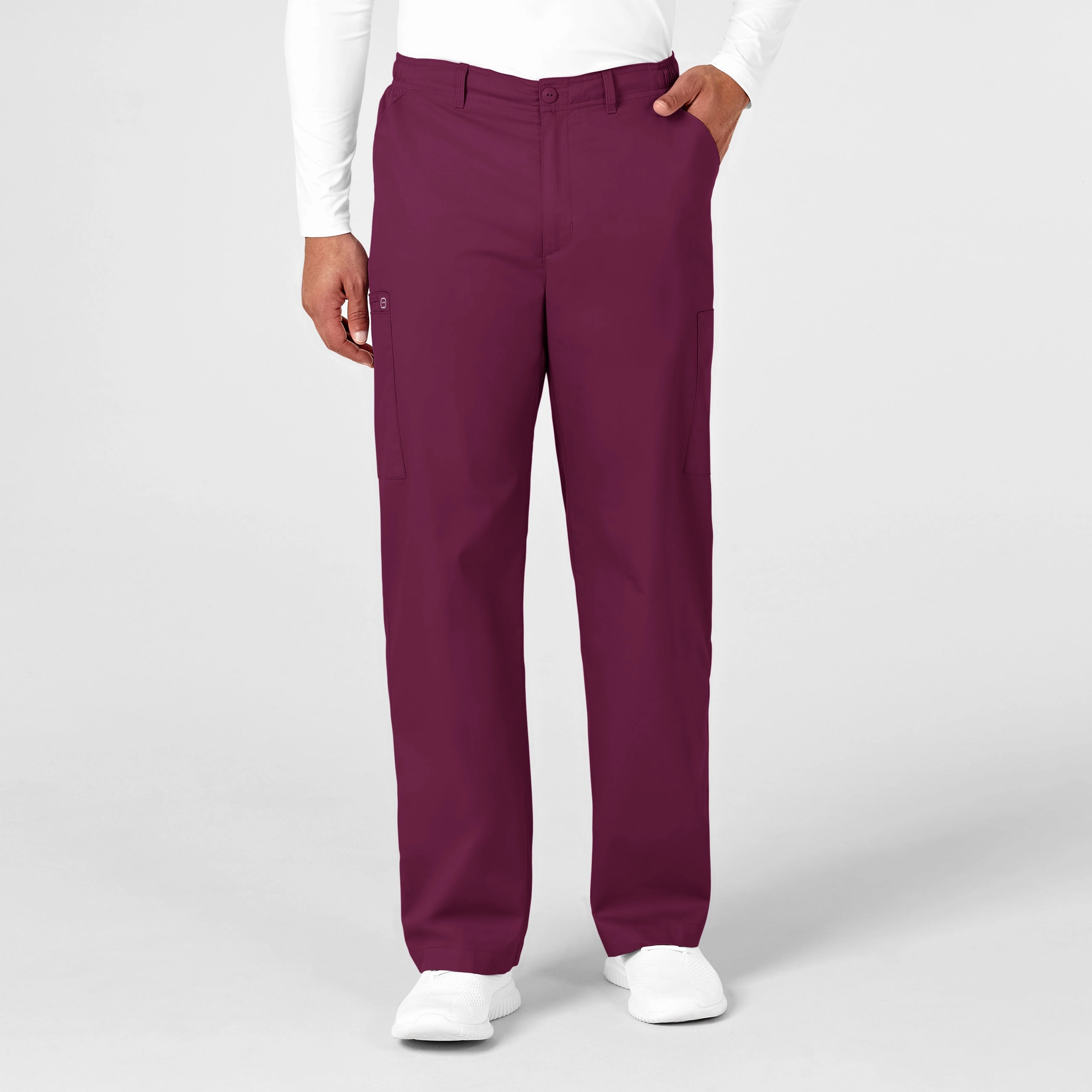 WonderWORK Men's Cargo Scrub Pant - Wine Anti Bacterial Treatment