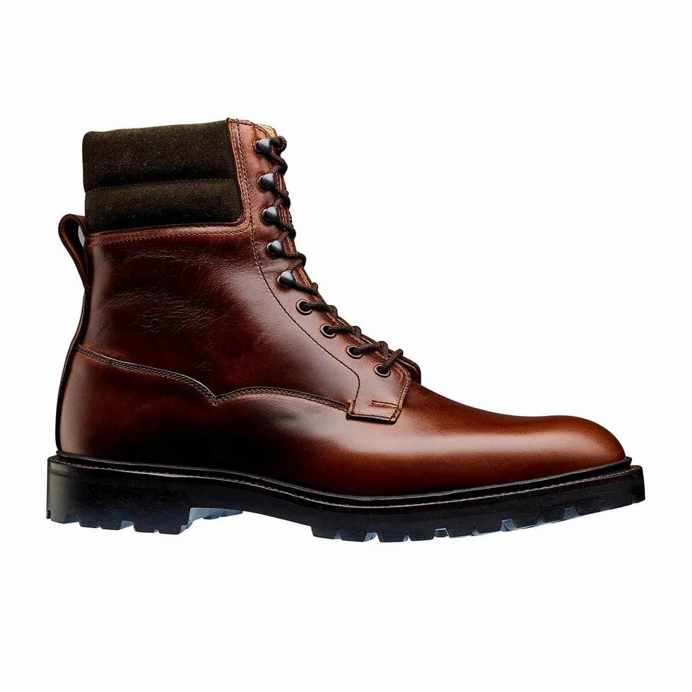 Ross Chocolate Hurricane Hide & Earth Green Suede Collar Wear resistant