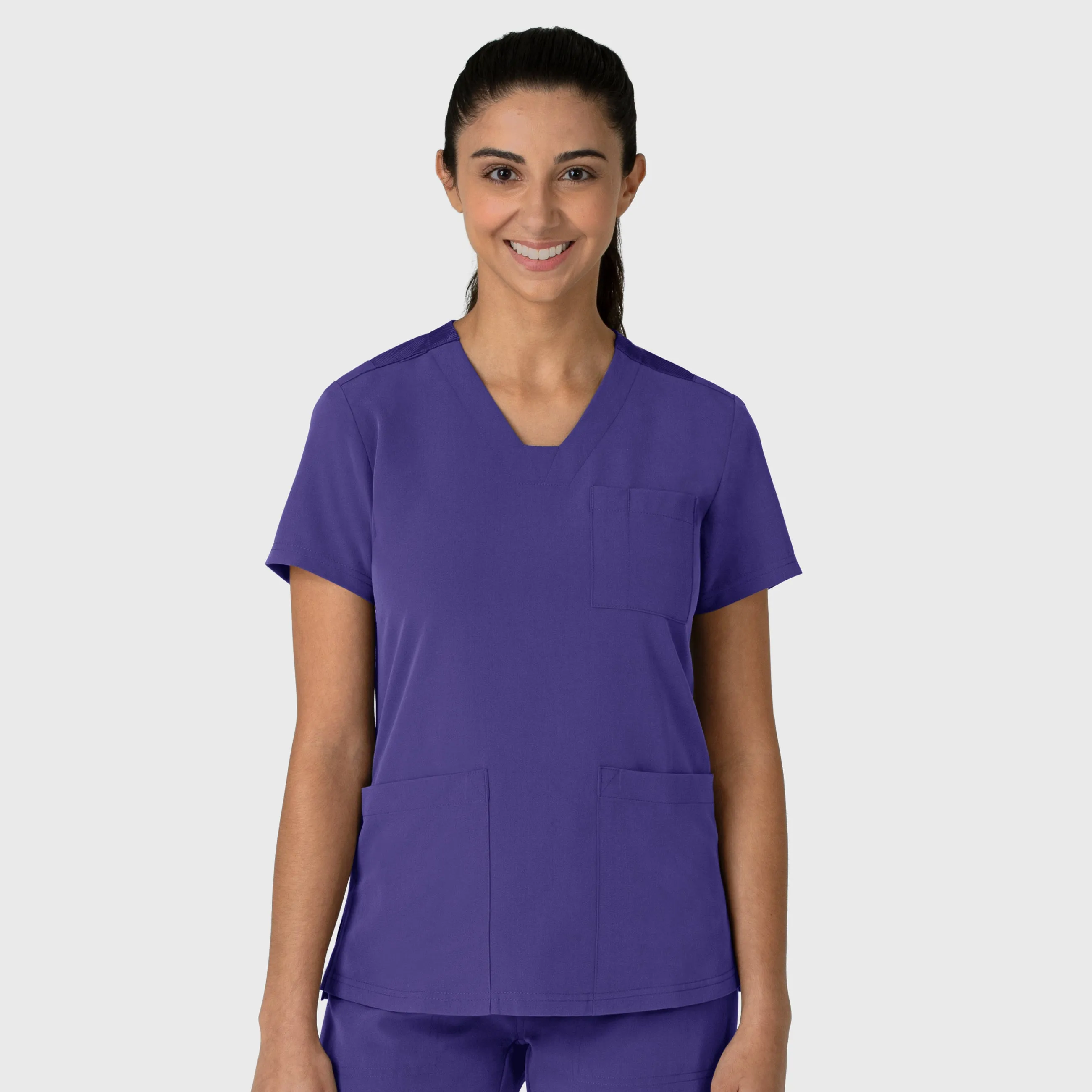 Nova Women's Flex-n-Reach V-Neck Scrub Top - Grape Stretch Fit Engineering Basic Tank