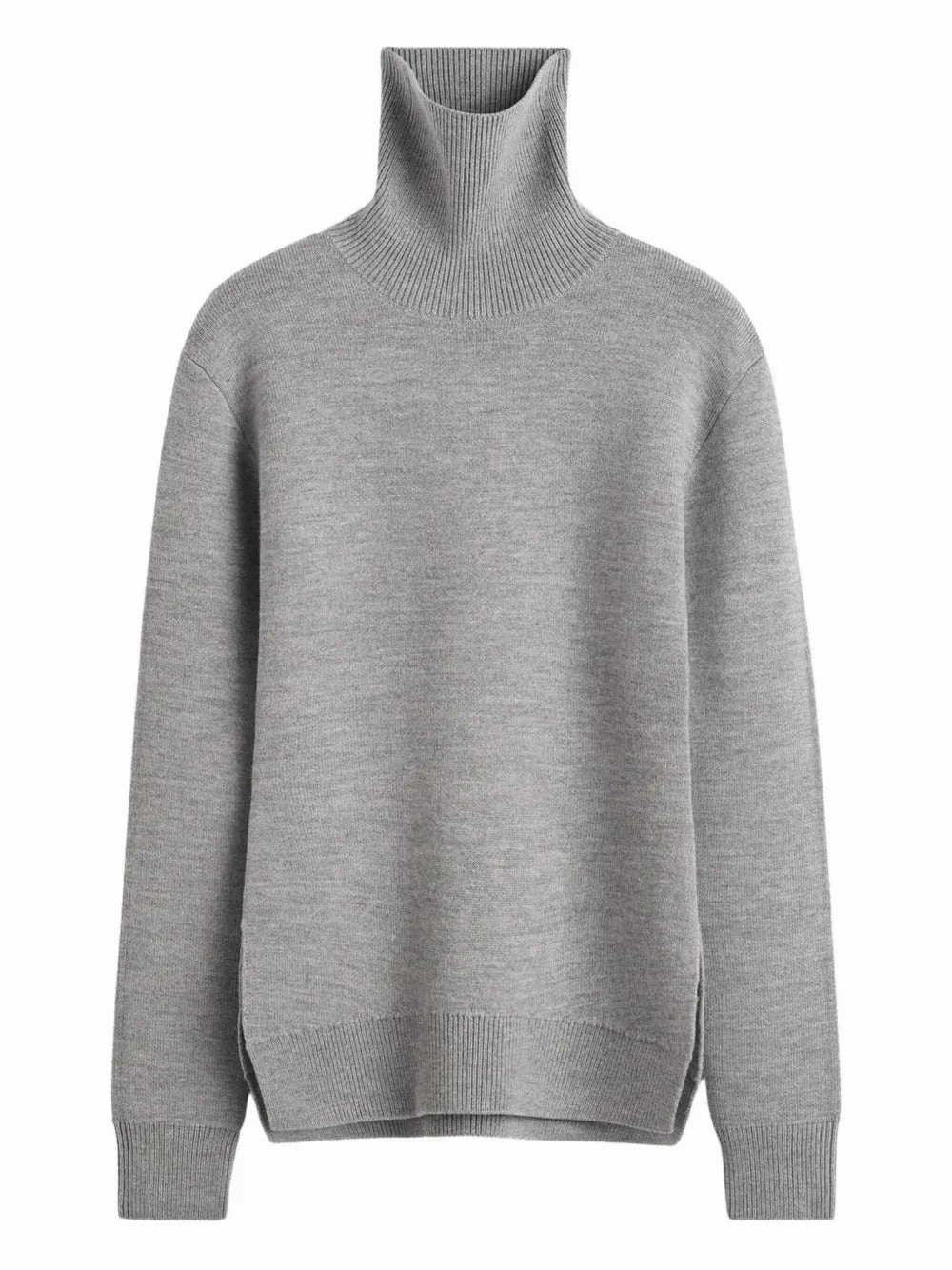 weekday look Ventilation Panel Design High-neck Double Knit Sweater in Pale Grey Melange