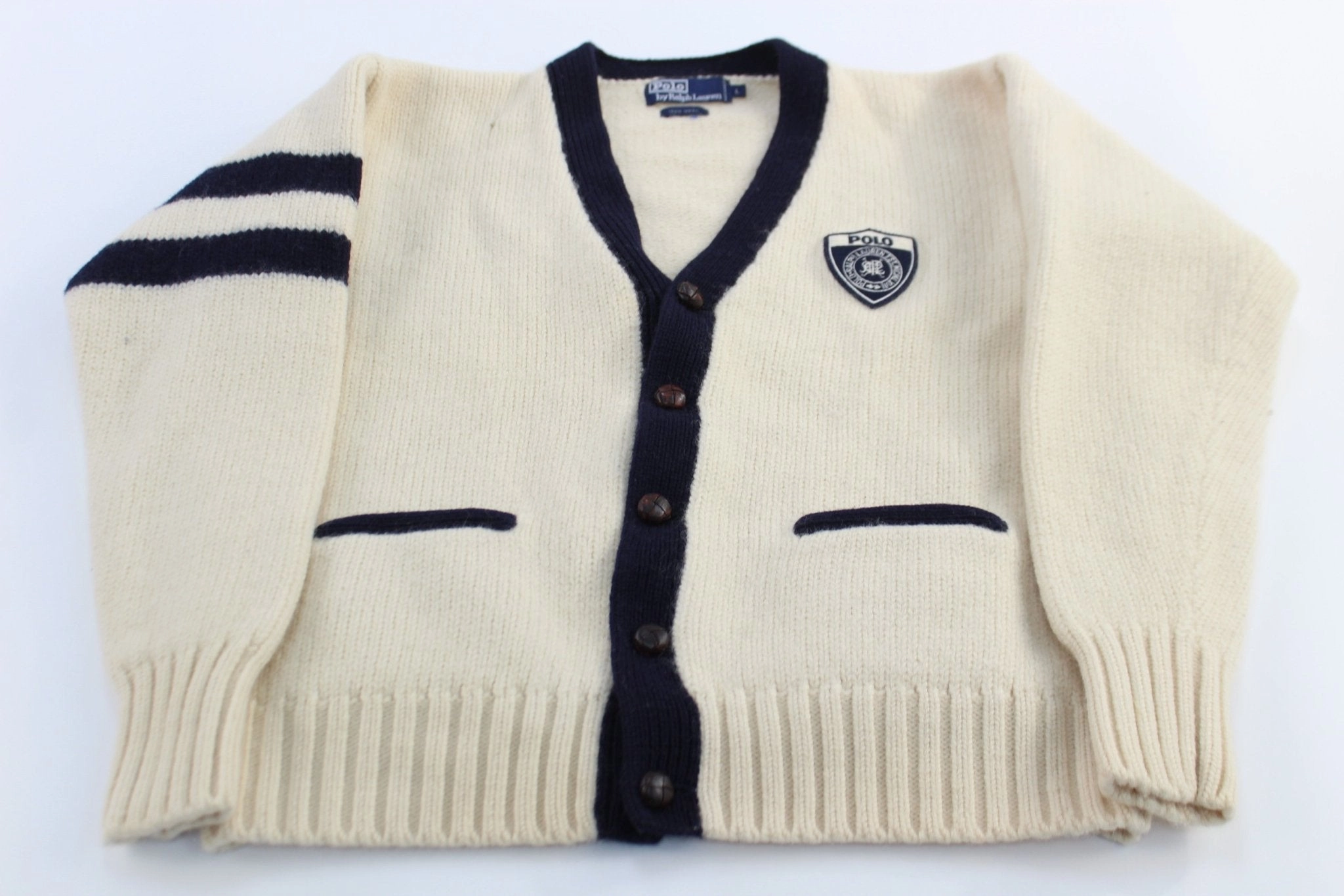 Cozy Chic 90's Polo by Ralph Lauren Wool Knitted Cardigan Sweater