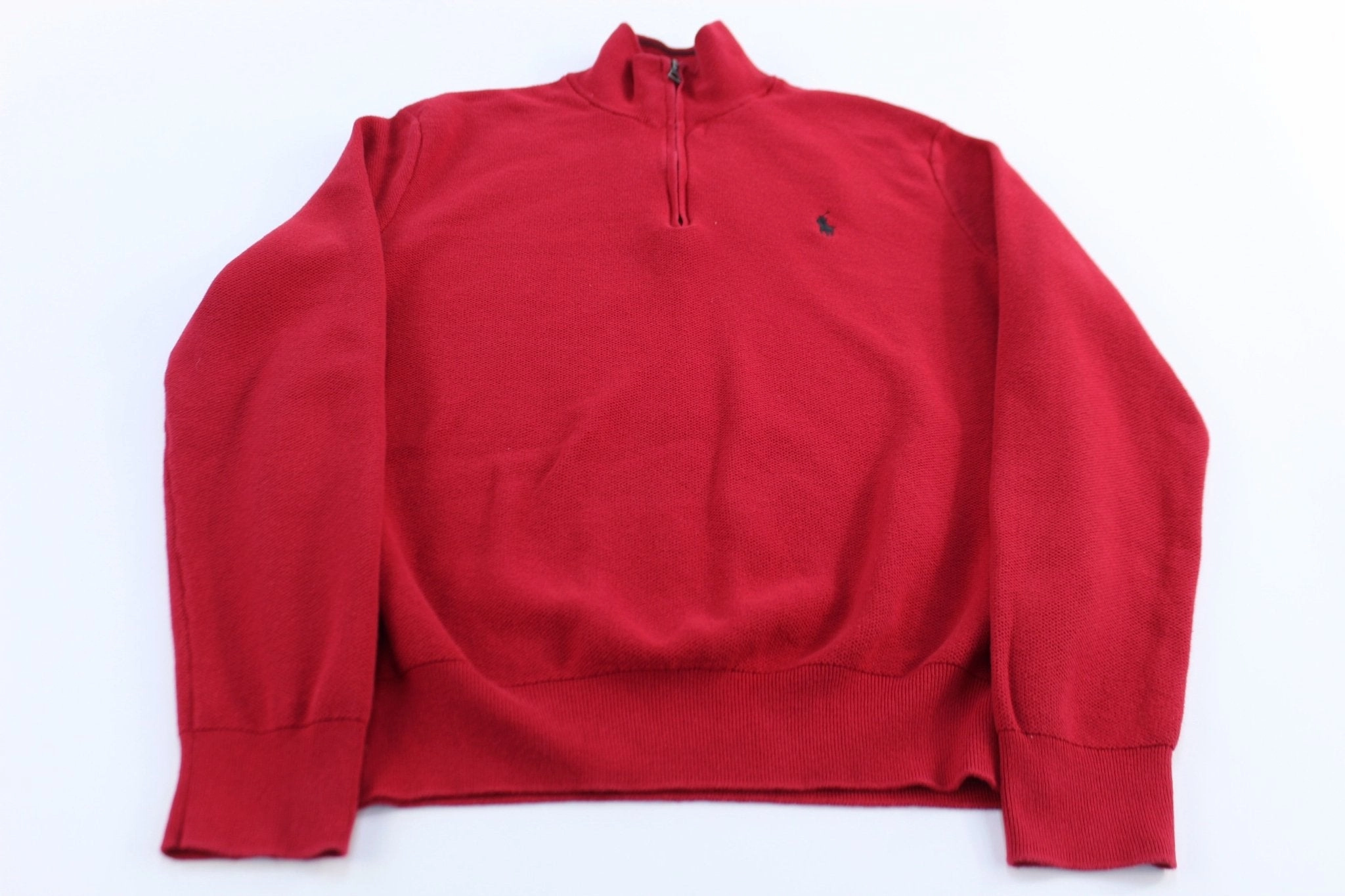 Simple Hoodie Polo Ralph Lauren Embroidered Logo Red Quarter Zip Sweater