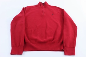 Simple Hoodie Polo Ralph Lauren Embroidered Logo Red Quarter Zip Sweater