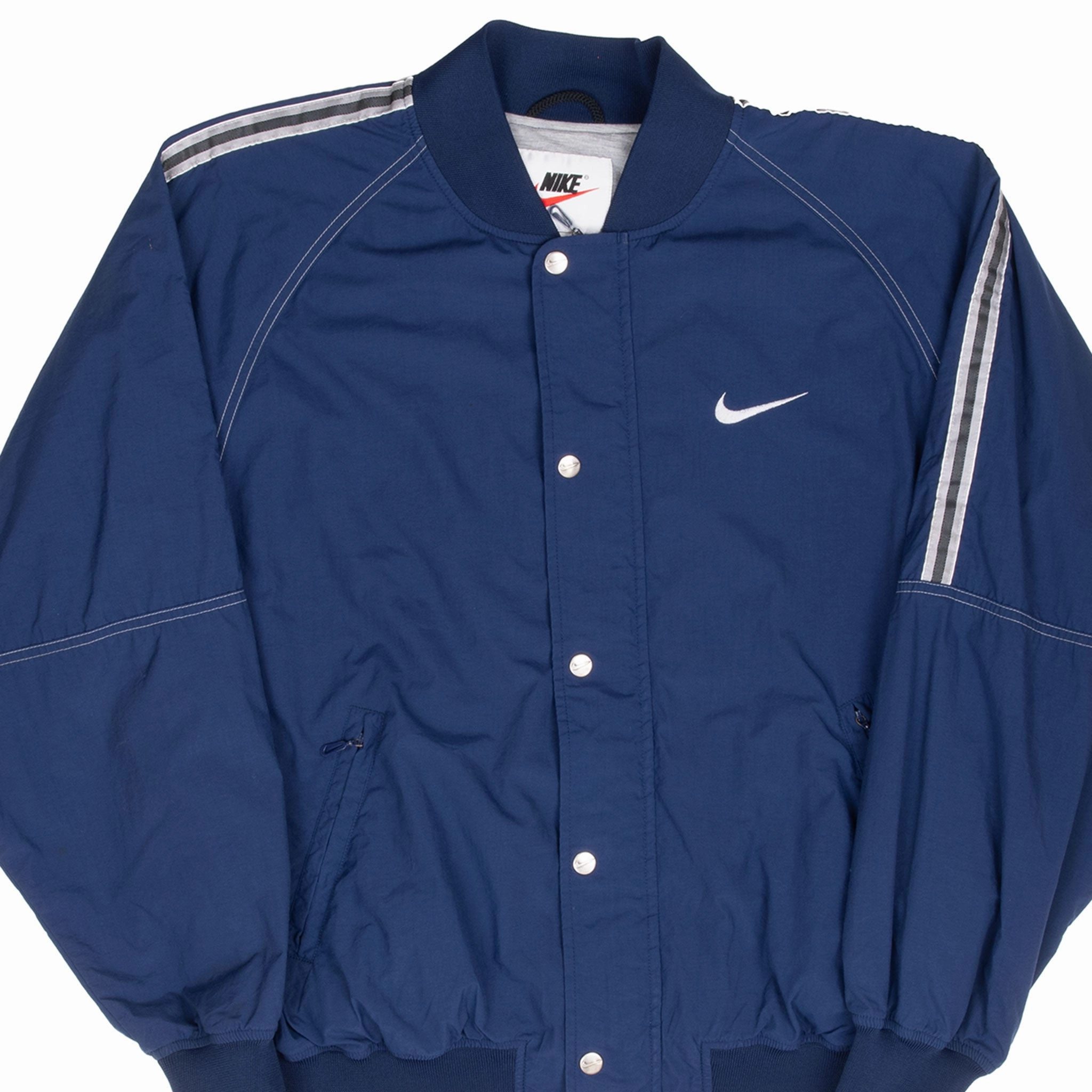 VINTAGE NIKE CLASSIC SWOOSH BLUE BOMBER JACKET 1990S SIZE MEDIUM Layer Flexibility