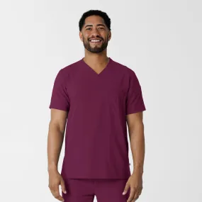 RENEW Men's V-Neck 5 Pocket Scrub Top - Wine AntiOdor