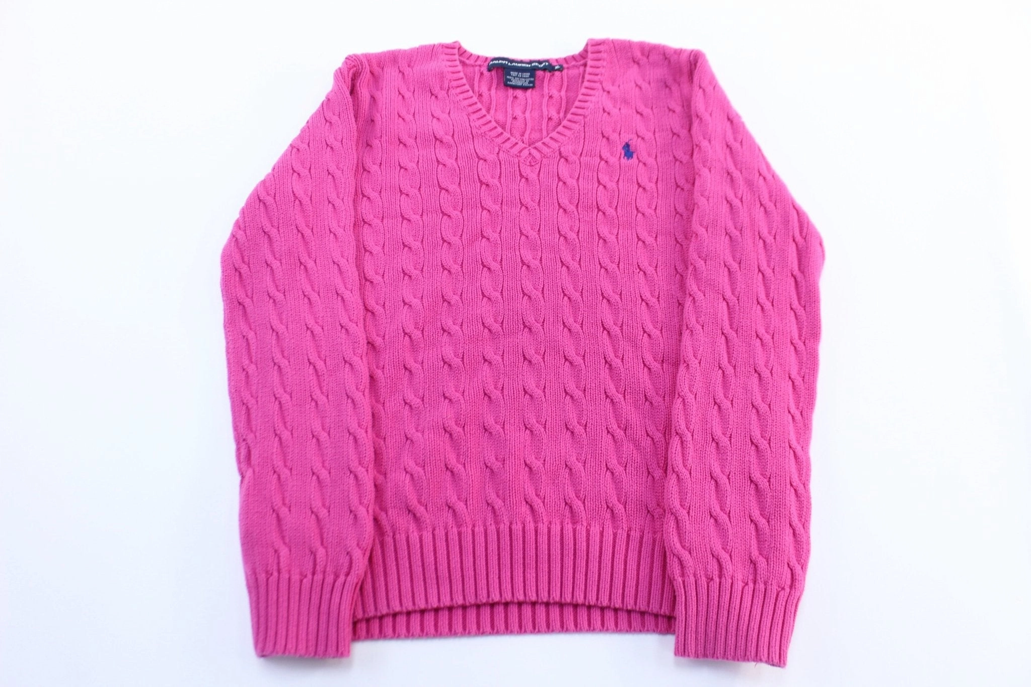 product hat style statement patch accents Women's Ralph Lauren Sport Yellow Cable Knit Sweater