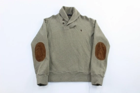 Cold Weather Casual Basics Polo Ralph Lauren Embroidered Logo Green Elbow Patch Sweater