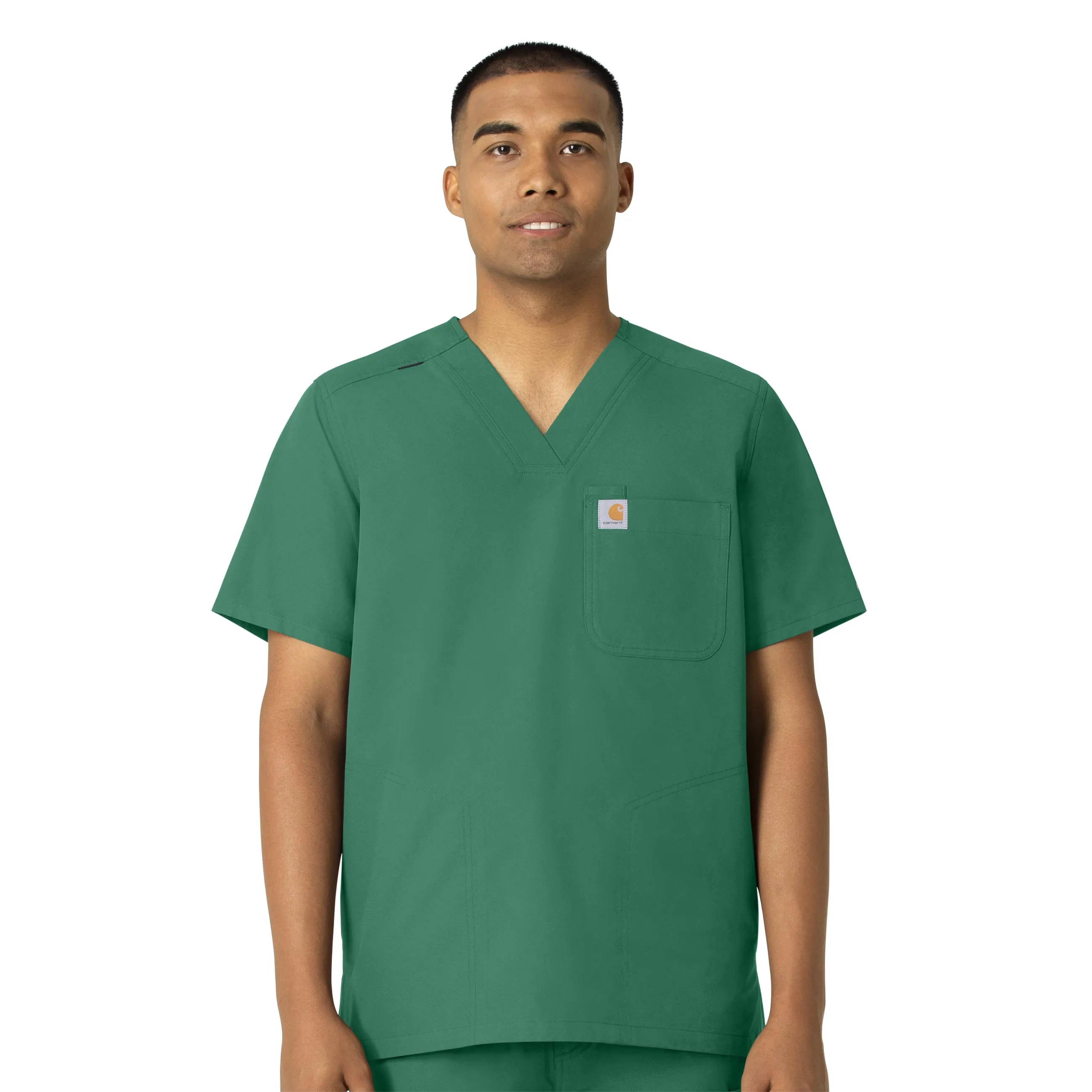 Carhartt Force Essentials Men's V-Neck Shirttail Scrub Top - Hunter EcoCertified Textile All-Purpose Wear